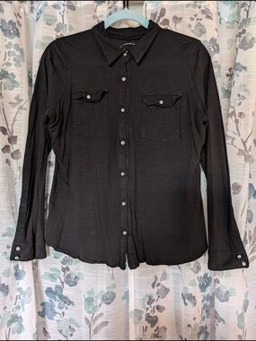 INC International Concepts Black Tee with White Logo Graphic